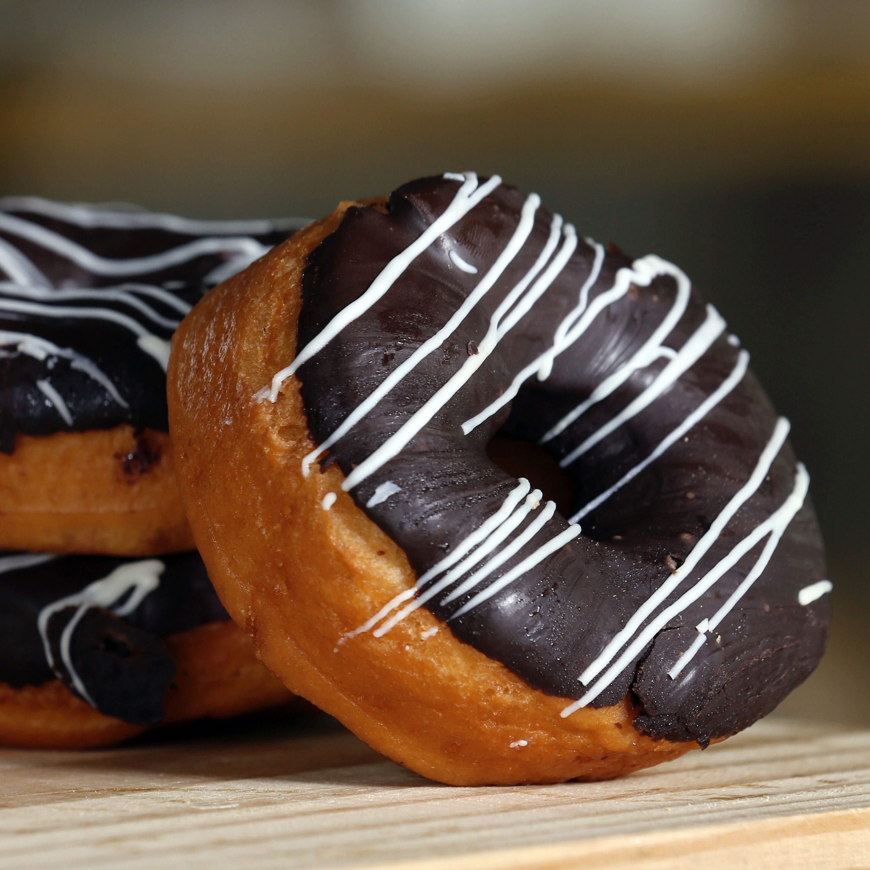 chocolate donut with white chocolate ganache